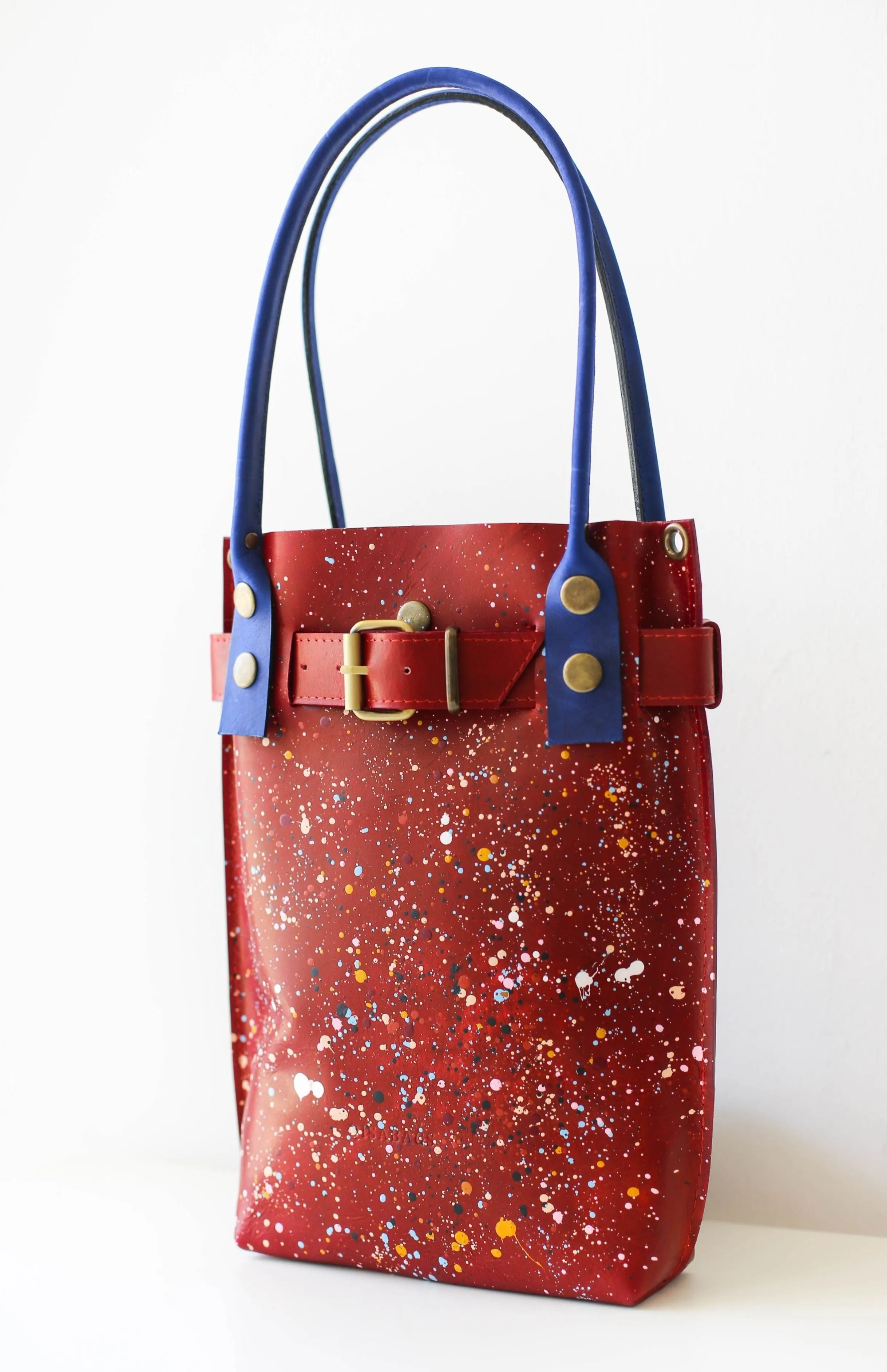 Red Painted Leather Handbag