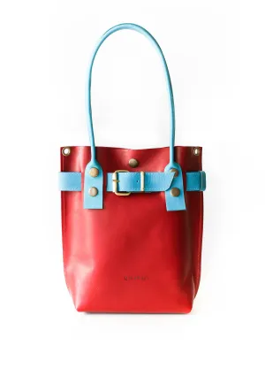 Red w/ Blue Leather Handbag