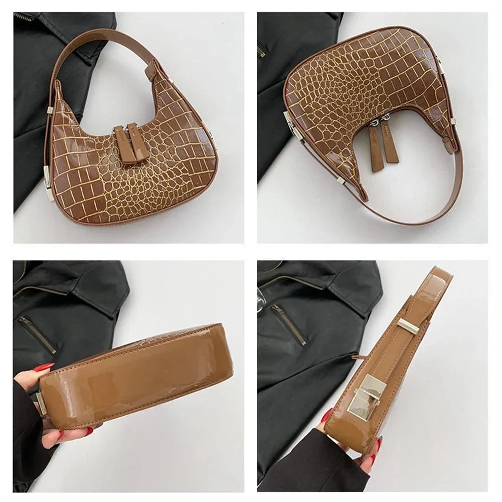 Retro Crocodile Print Chic Shoulder Bag