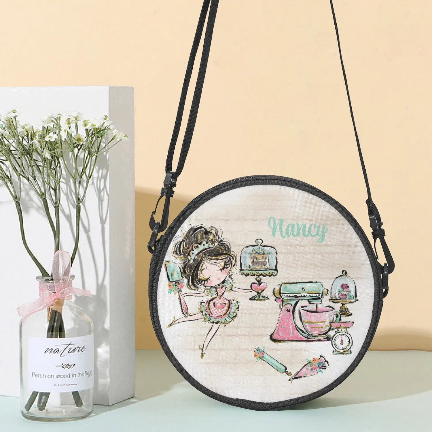 Round Satchel Bag, Baking Personalised