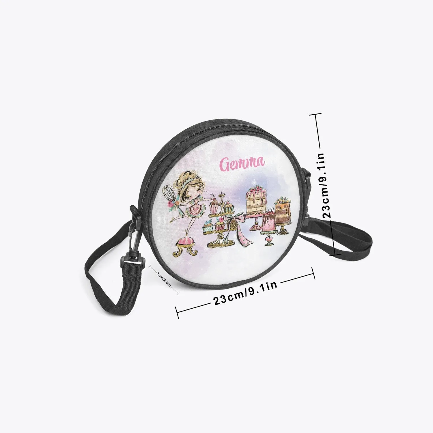 Round Satchel Bag, Baking Sweet Treats, Personalised