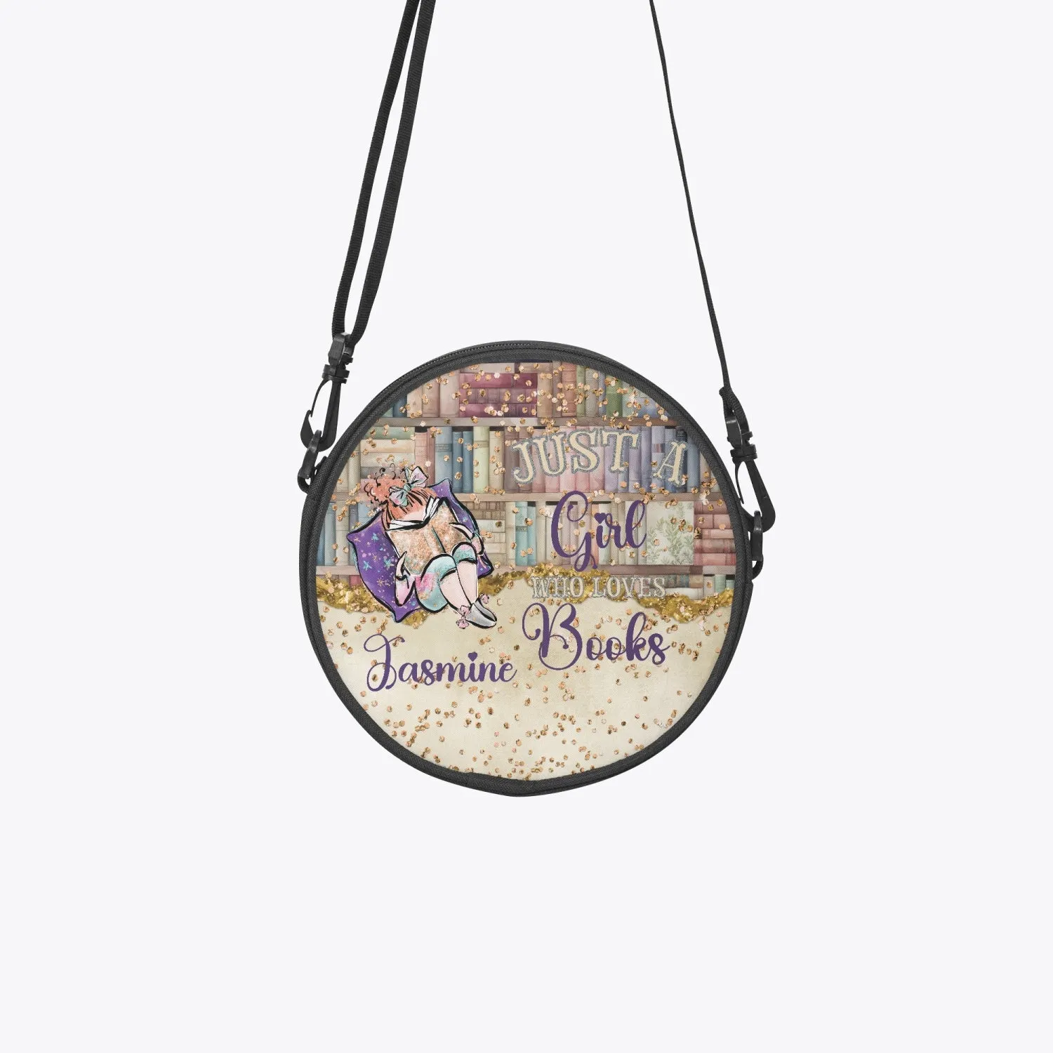 Round Satchel Bag, Just a Girl who Loves Books, Red Hair, Personalised