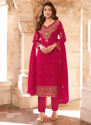 Salwar Kameez in Pink with Resham & Thread Embroidery