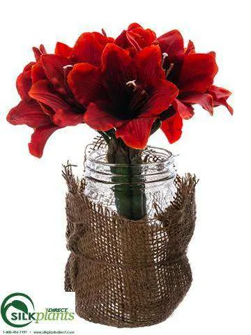 Silk Plants Direct Amaryllis - Red - Pack of 6