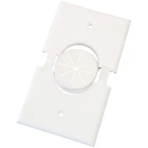 Single Gang Splitport Plate with Grommet, White