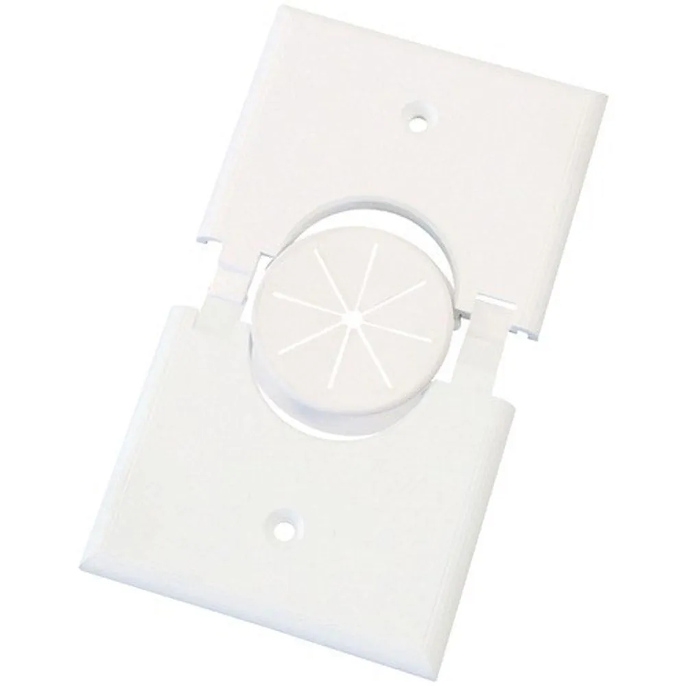 Single Gang Splitport Plate with Grommet, White