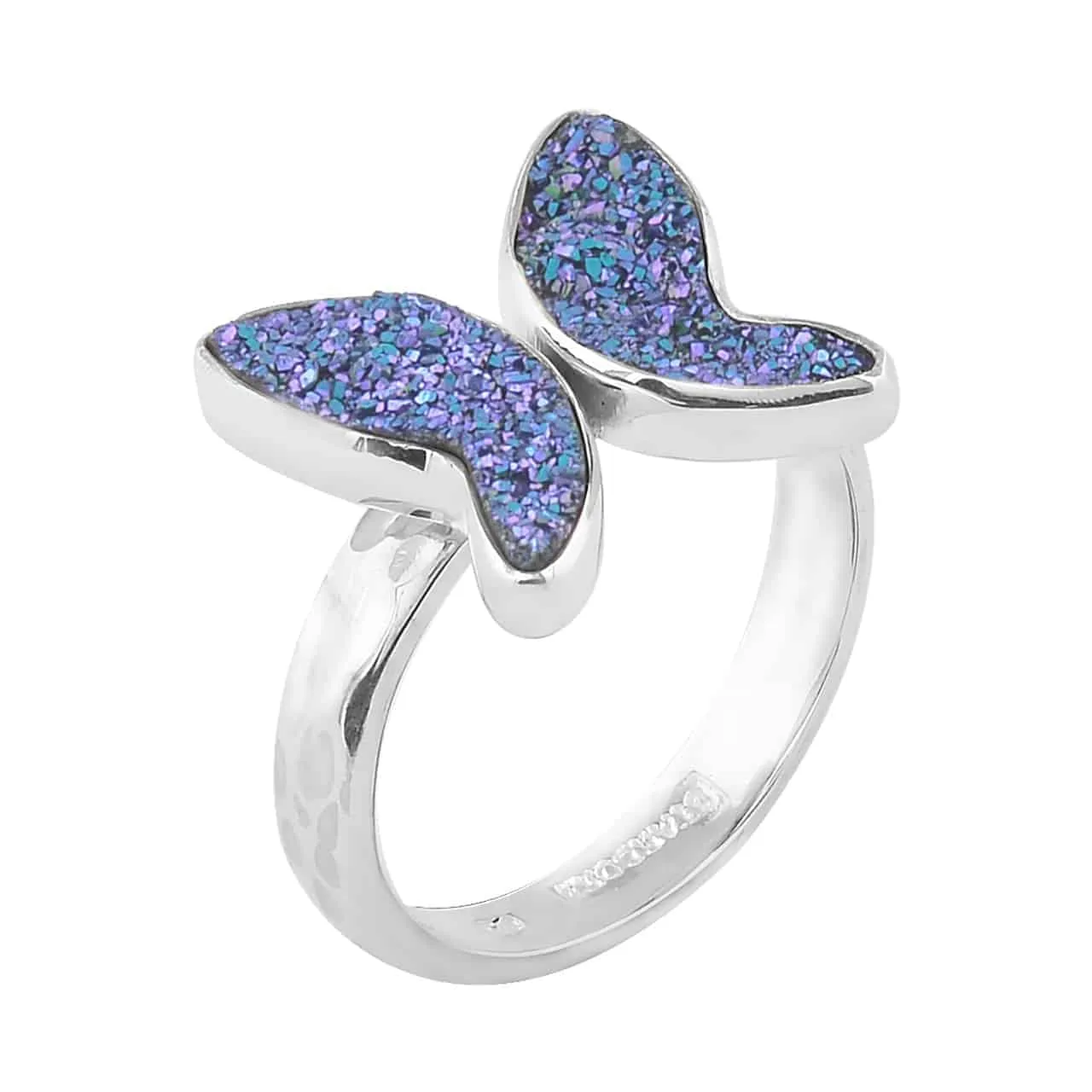 Starborn Blue Drusy Butterfly Ring in Sterling Silver