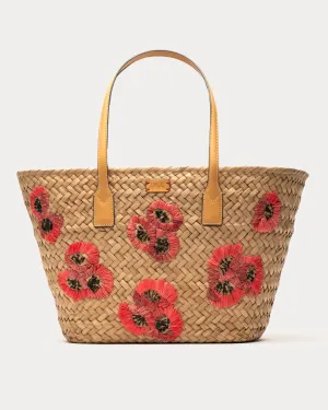 Tote w/Embroidery Poppy