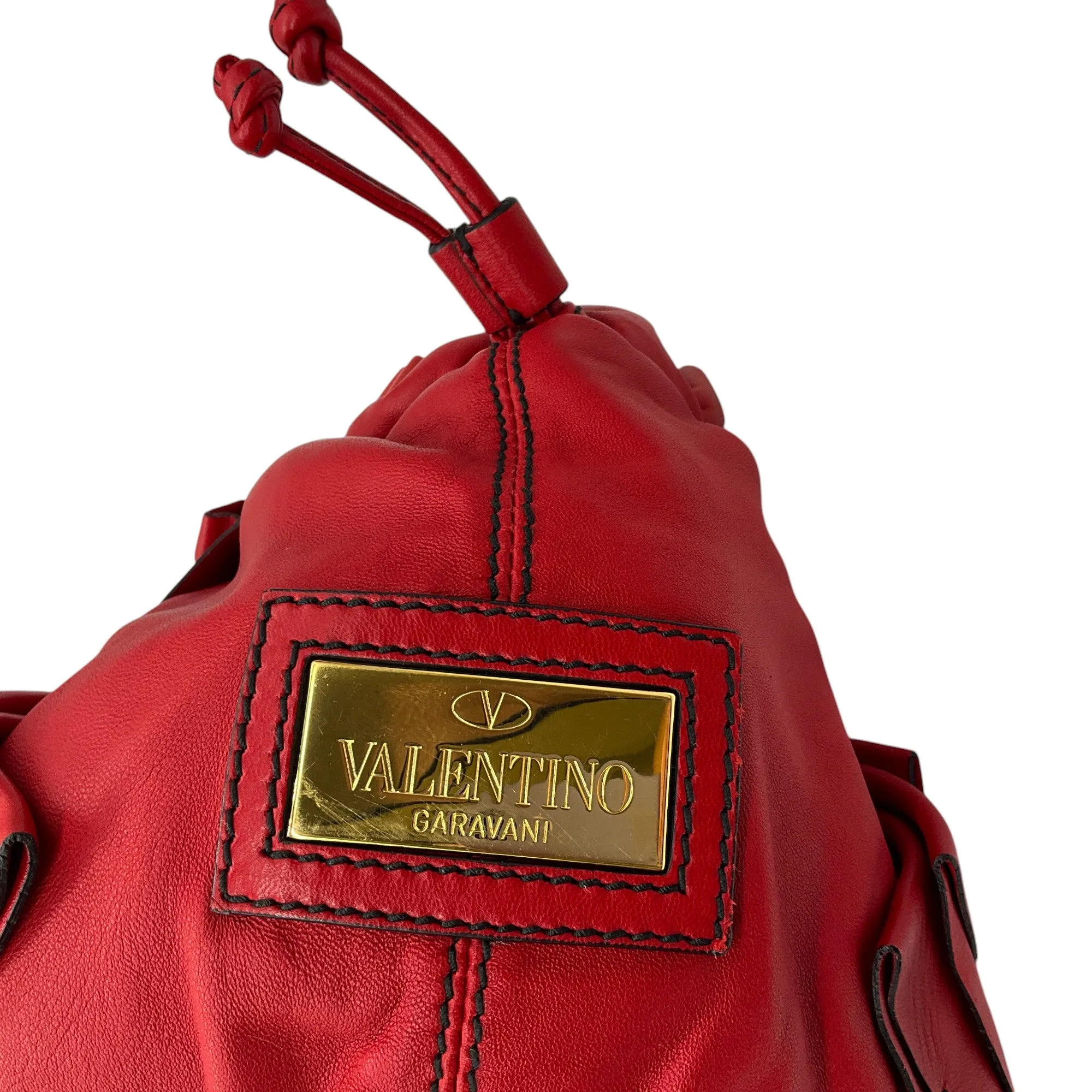 Valentino Red Ruffled Leather Idylle Handbag