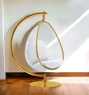 White And Gold Clear Acrylic Egg Bubble Chair