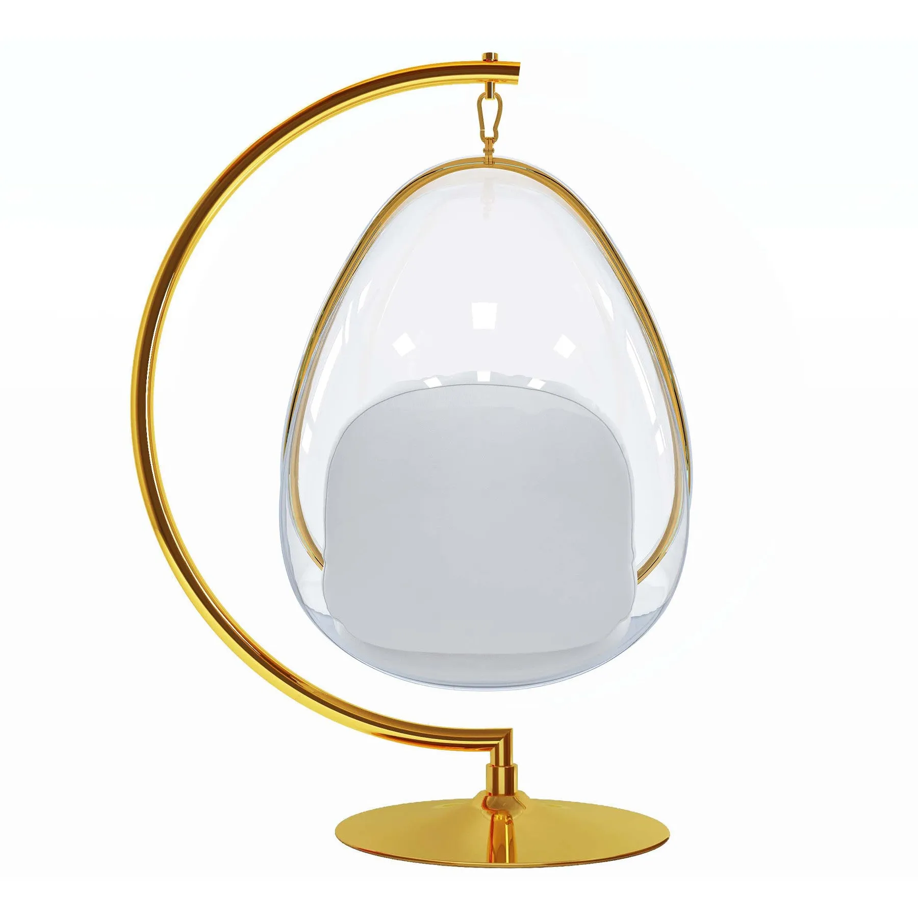 White And Gold Clear Acrylic Egg Bubble Chair