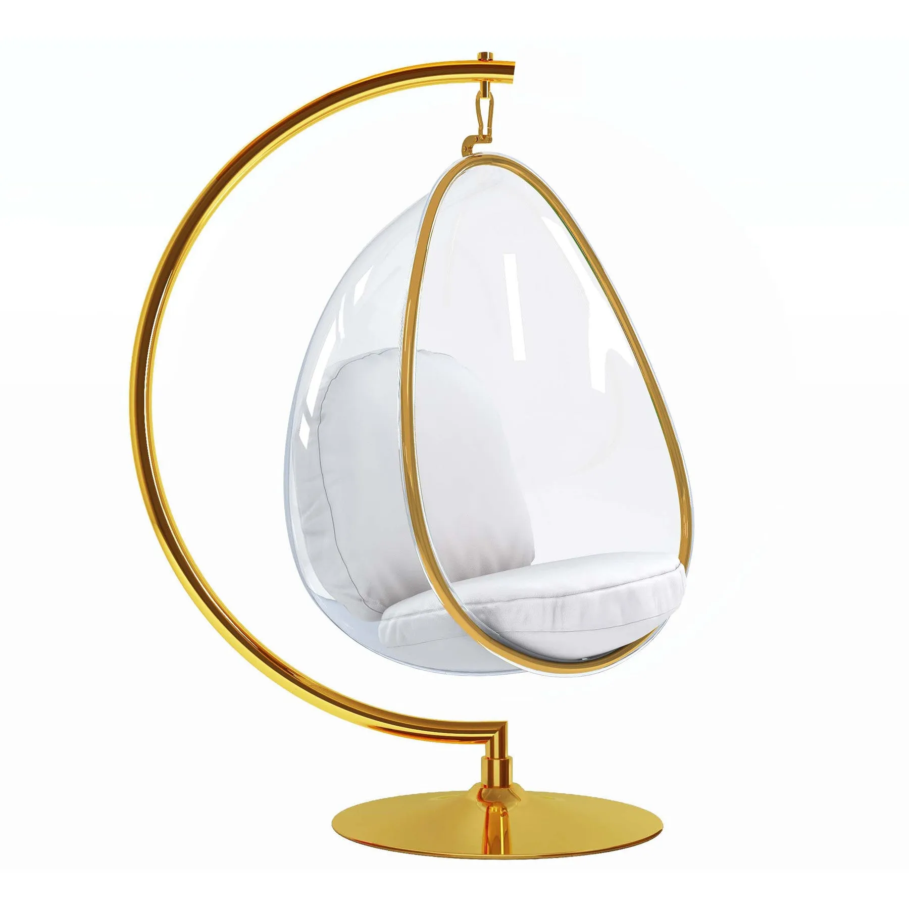 White And Gold Clear Acrylic Egg Bubble Chair