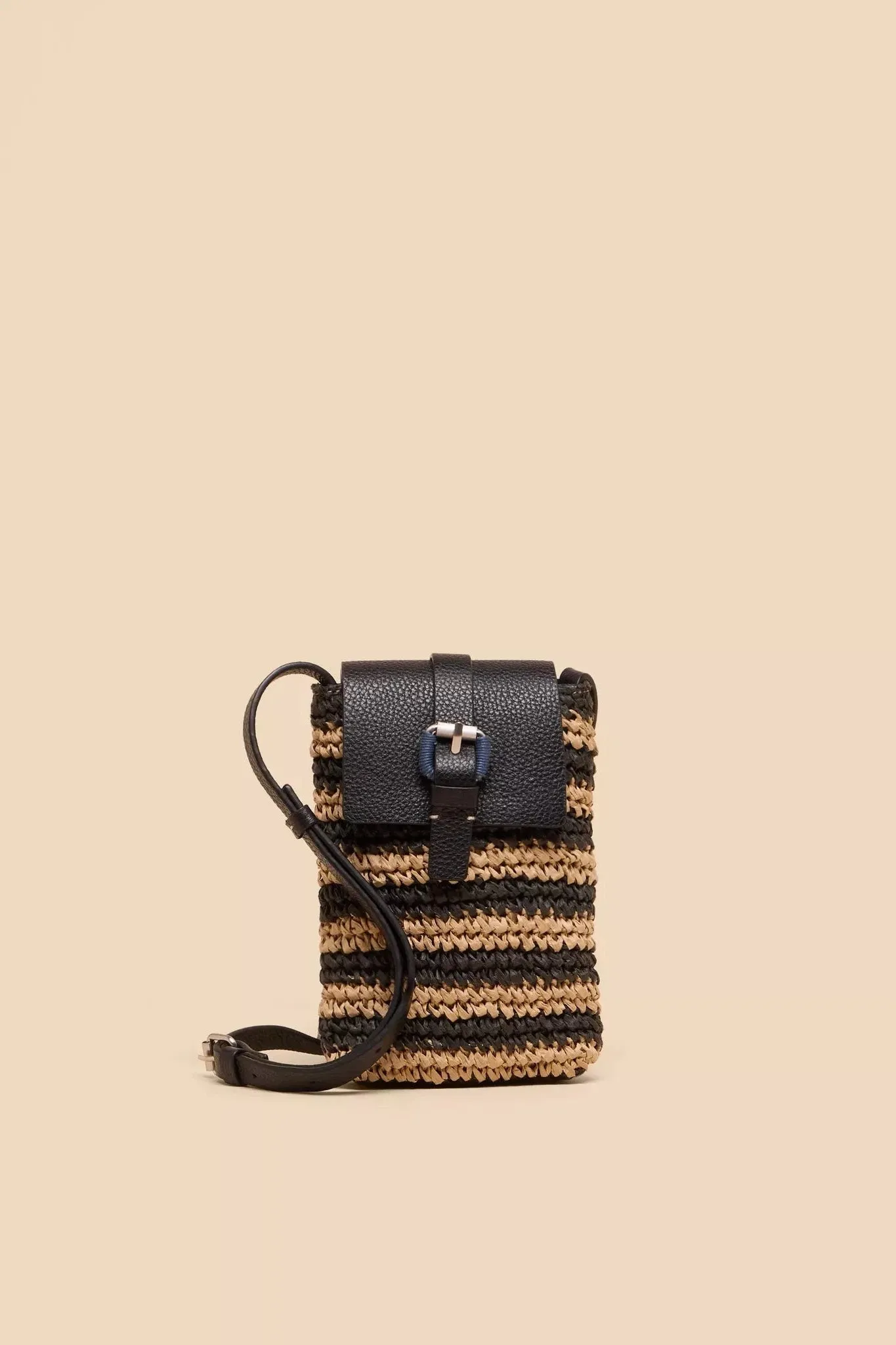 White Stuff Clara Buckle Raffia Phone Bag