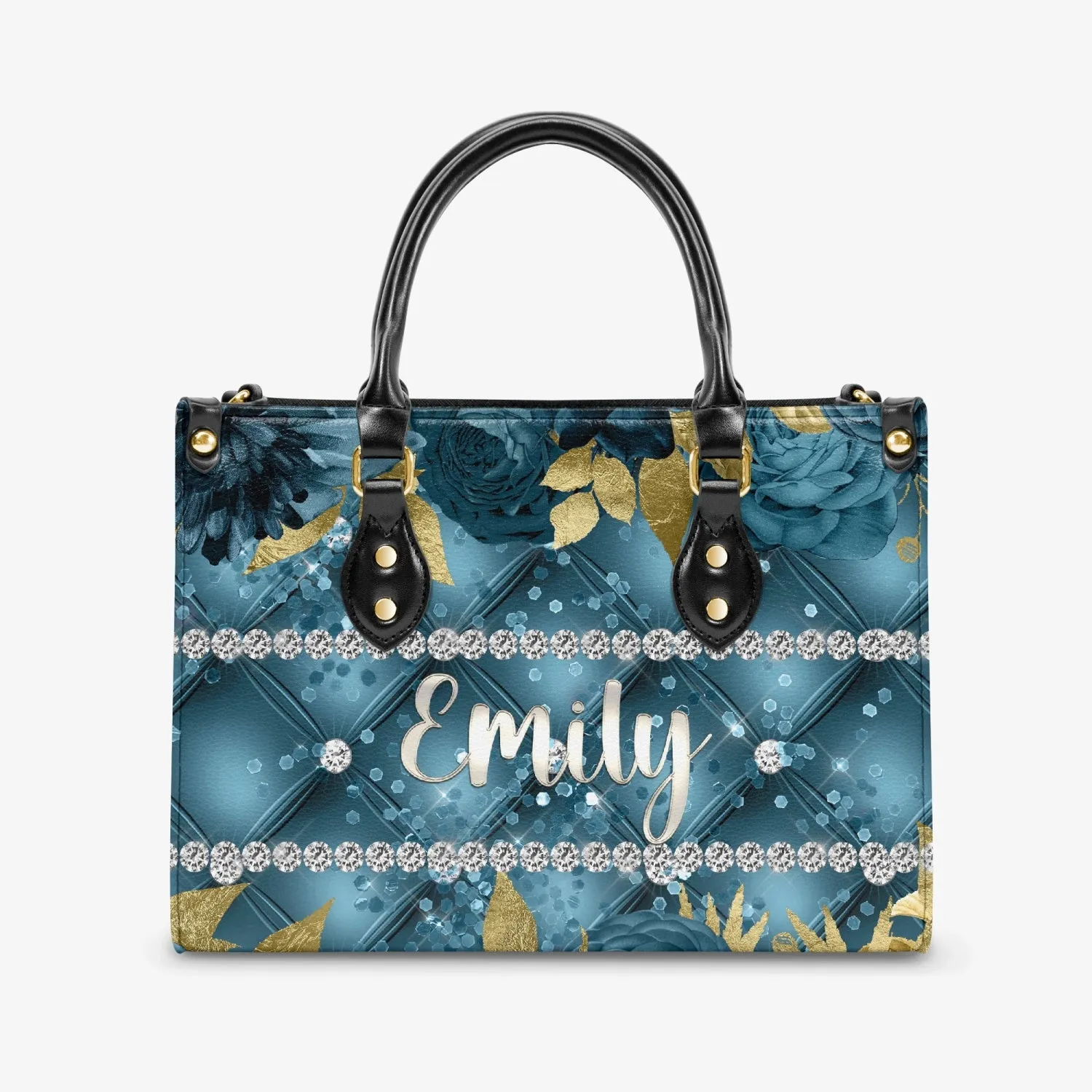 Women's Tote Bag - Teal Floral, Personalised