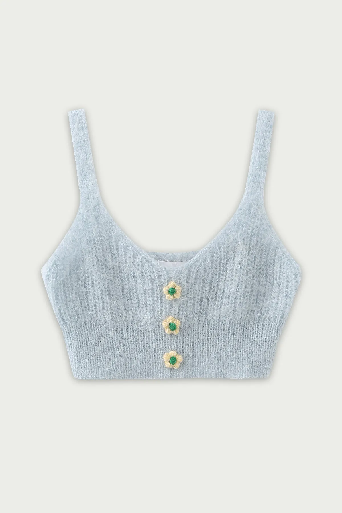 ZI II CI IEN | Blue Floral Mohair Crop Top